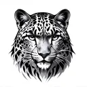 snow leopard scythian stile tattoo design idea