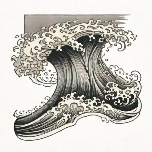 graphic tattoo, wave, maritime, courage, strength, tattoo design idea