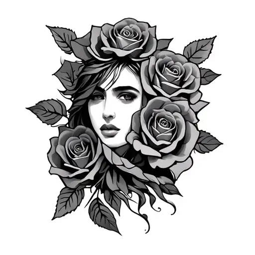 the ñame amir and roses  tattoo design idea