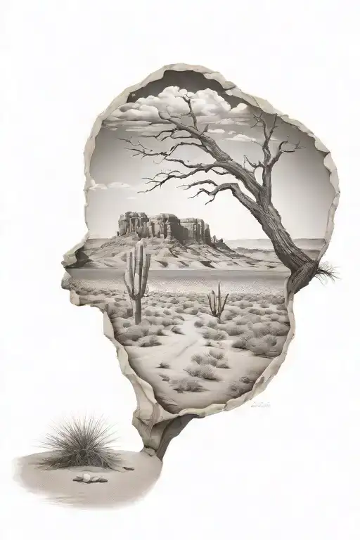 desert landscape inspired tattoo design idea