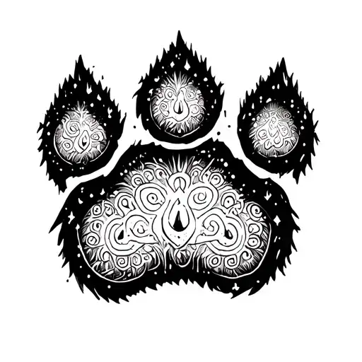 nordic bear paw print outline tattoo design idea