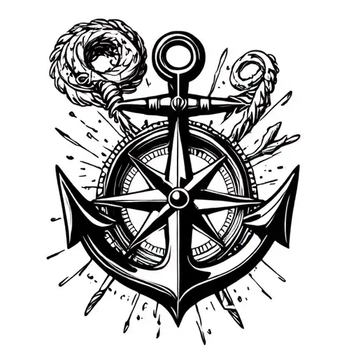 Anchor And Compass tattoo design idea