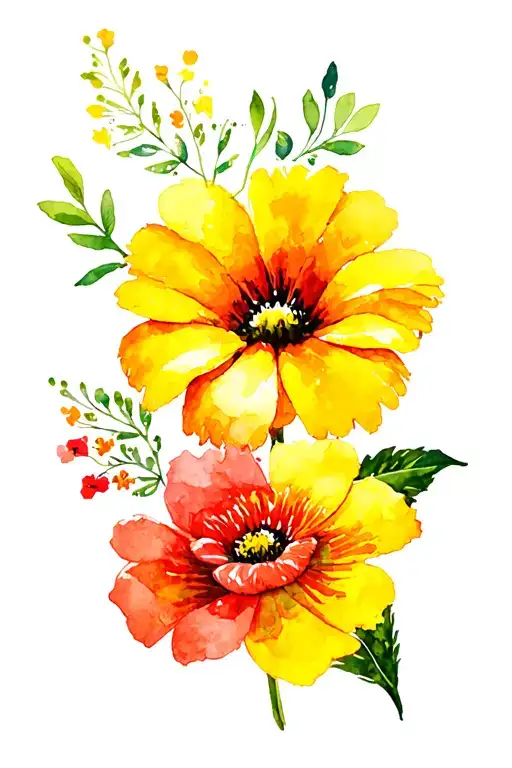 birth flower bouquet using March, May, August, September, & November tattoo design idea
