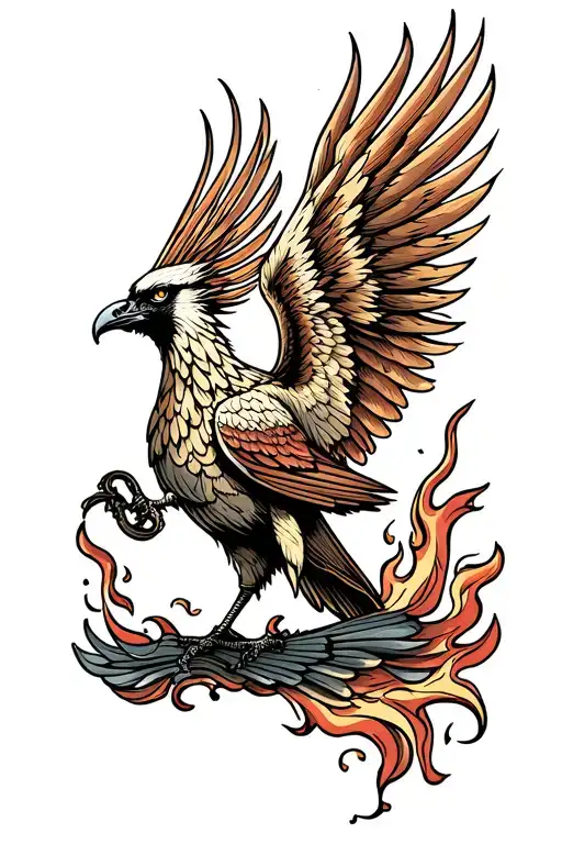 phoenix rising from flames left arm tattoo design idea