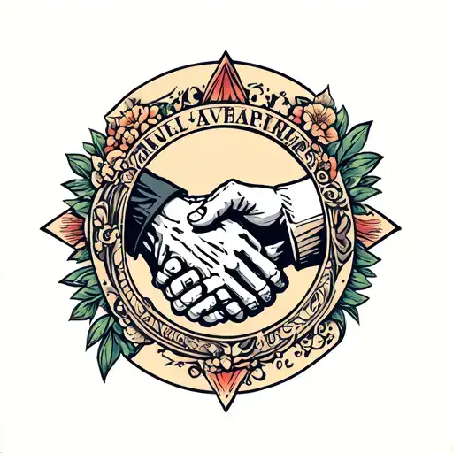 handshake, one hand is a skeleton hand holding tattoo design idea