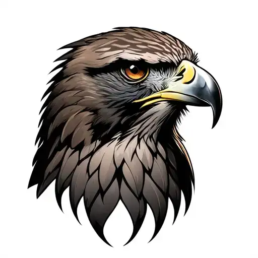 hawk head with no eyes tattoo design idea