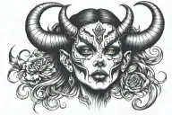 demon woman face tattoo design idea