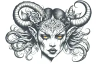 demon woman face tattoo design idea