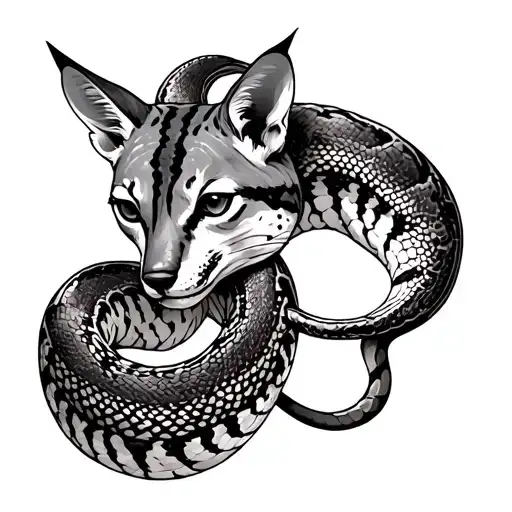 Jackal with ball python back tattoo tattoo design idea