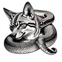 Jackal with ball python back tattoo tattoo design idea