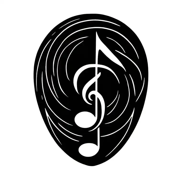 fibonacci spiral and music note intertwined tattoo design idea