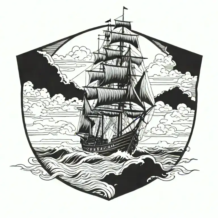 boat 18th century tattoo design idea