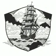 boat 18th century tattoo design idea