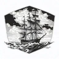 boat 18th century tattoo design idea