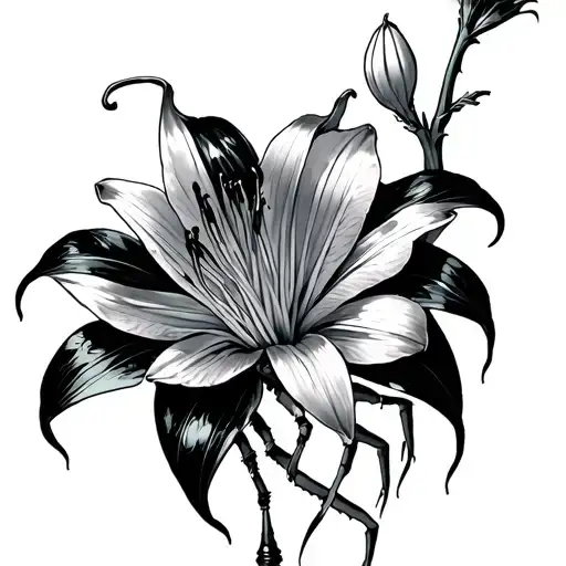 siper lily flower tokyo ghoul centipede tattoo design idea