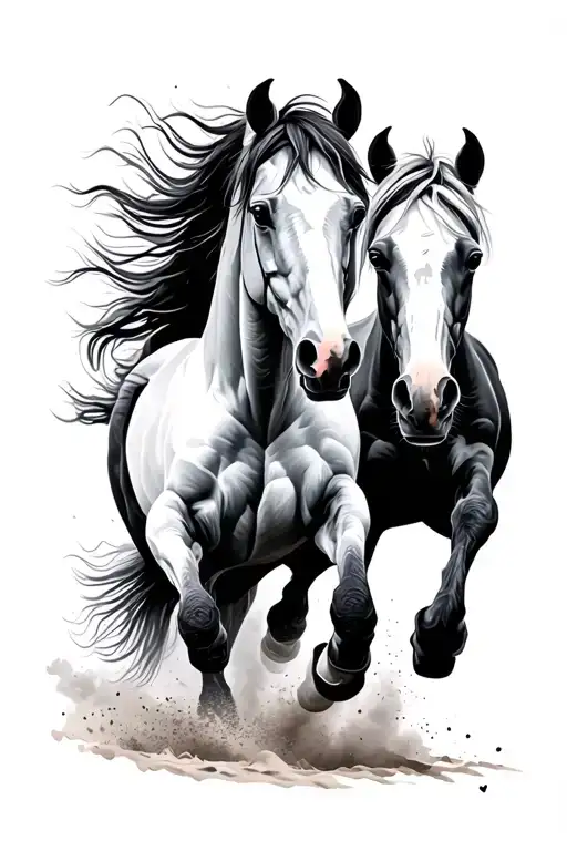 horses running tattoo design idea