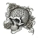 schizophrenia skull tattoo design idea