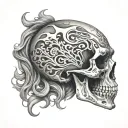 schizophrenia skull tattoo design idea