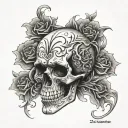 schizophrenia skull tattoo design idea
