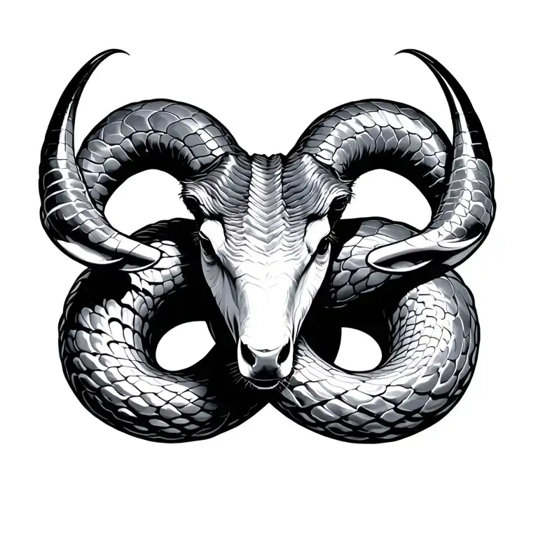 snake horns in a taurus zodiac sign minimalist tattoo design idea