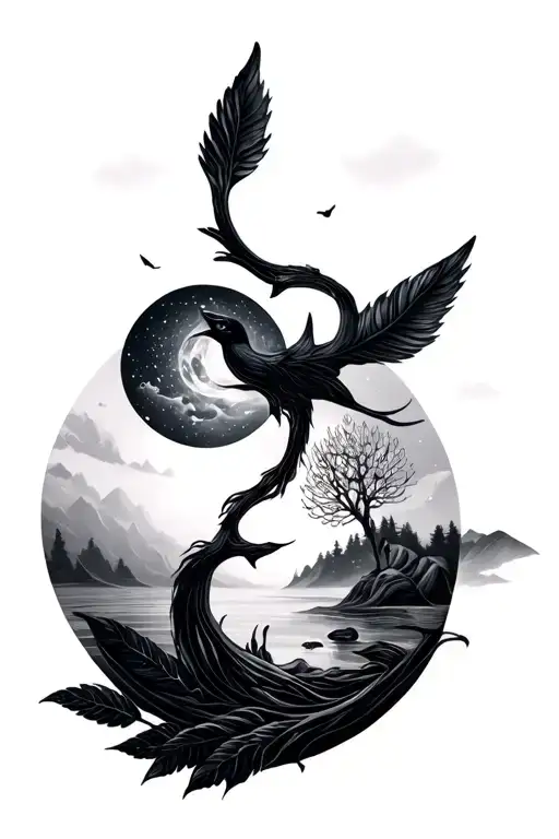 winter and summer solstice tattoo design idea