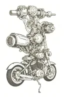 motorbike, engine, electrical circuit intertwined tattoo design idea