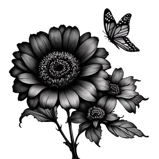 "Today, Tomorrow and Forever" Flower with Butterflies tattoo design idea