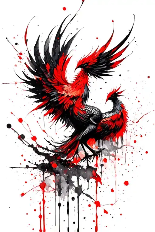 Japanese Watercolor Phoenix tattoo design idea