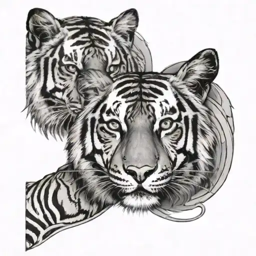 TATTO ON THE OUTSDIDE ARM WITH HALF EYE OF TIGER AND HALF EYE OF ETHIOPIAN WOMEN  tattoo design idea