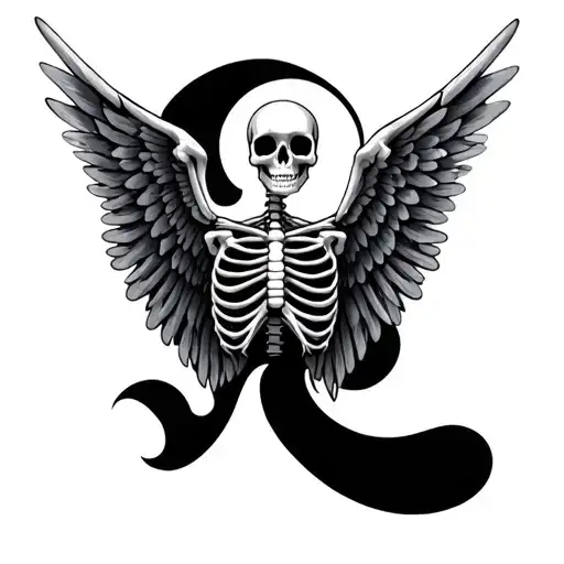 skeleton wings tattoo design idea