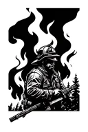 wildland firefighter battling flames tattoo design idea