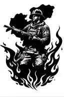 wildland firefighter battling flames tattoo design idea