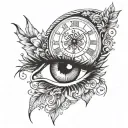 girl eye time clock tattoo design idea