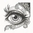 girl eye time clock tattoo design idea