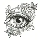 girl eye time clock tattoo design idea