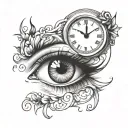 girl eye time clock tattoo design idea