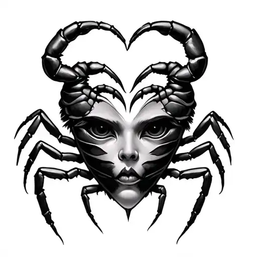face and scorpions making a heart tattoo design idea