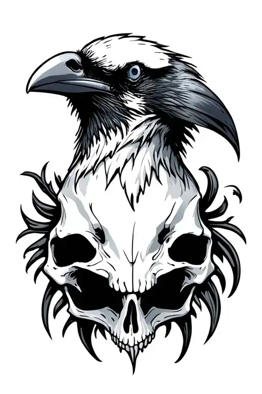 raven skull tattoo design idea