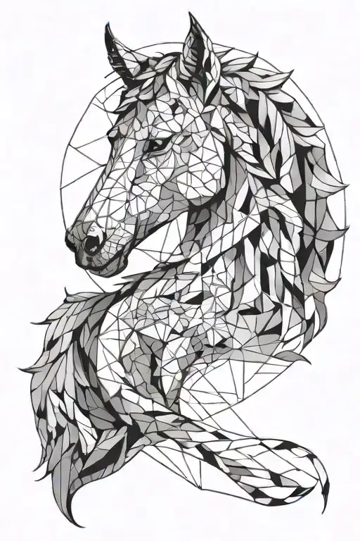 Horse, wolf with marked god forgives + marked 05/27/2019 and 03/01/2023 tattoo design idea