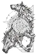 Horse, wolf with marked god forgives + marked 05/27/2019 and 03/01/2023 tattoo design idea