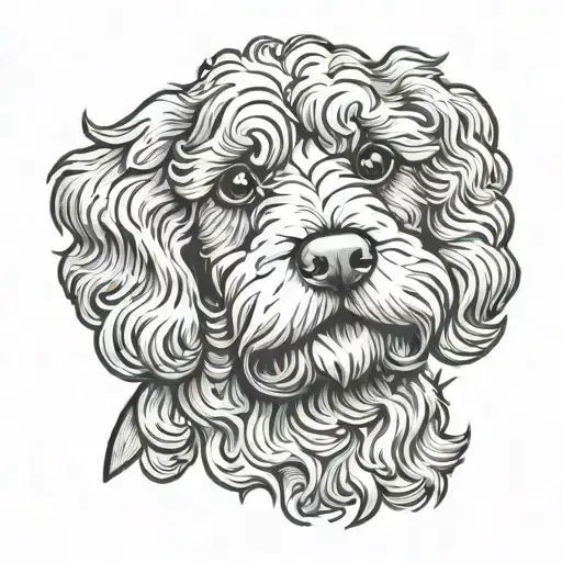 Old School cockapoo dog tattoo design idea