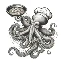 octopus chef cooking tattoo design idea