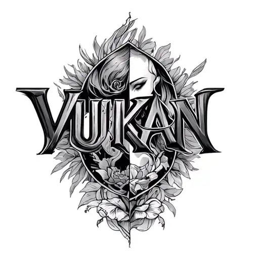 name Vukan and Marina merged together tattoo design idea