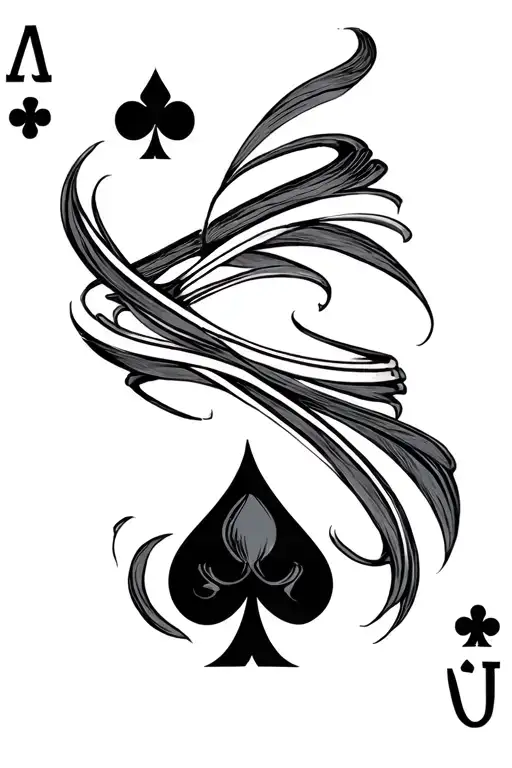 ace of spades cards black overlapping each other tattoo design idea