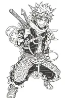 asta from black clover and Naruto related tatto tattoo design idea