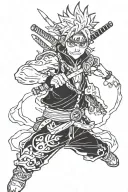asta from black clover and Naruto related tatto tattoo design idea