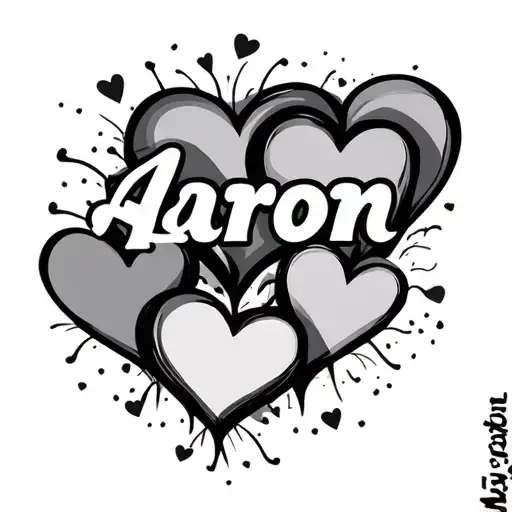 name aaron with hearts symbolizing love you tattoo design idea
