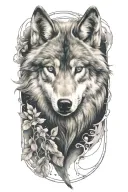 wolf space tattoo design idea