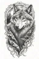 wolf space tattoo design idea
