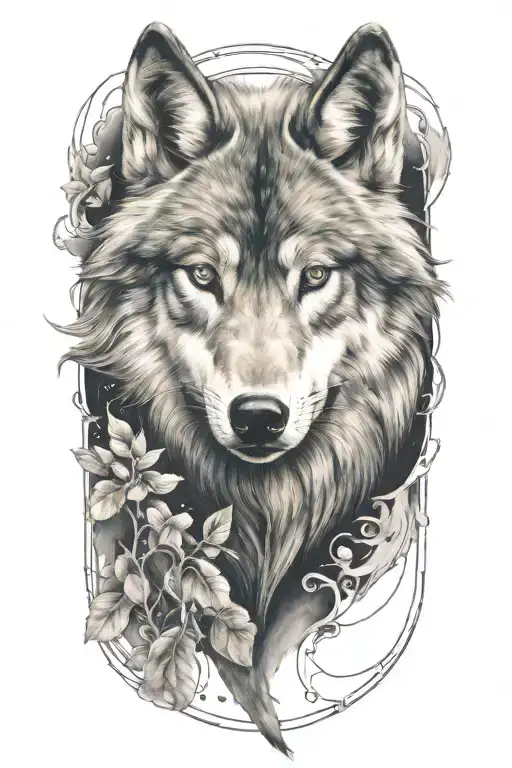 wolf space tattoo design idea